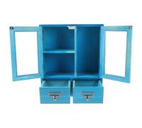 JOINPAYA Armoire Murale de Rangement en Bois Bleu Vintage à Double Porte, Petit Meuble D’appoint Multifonction pour Maison, Vitrine Décorative Compacte pour Chambre et Salle de Bain