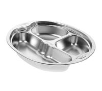 JOINPAYA Assiette en Acier Inoxydable 304 Compartiments Multiples pour Contrôle des Portions, Plateau Alimentaire Divisé Maison Restauration Réutilisable