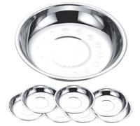 JOINPAYA Assiettes Rondes en Acier Inoxydable 17cm 8 Pièces | Plateaux de Conservation des Aliments, Légers et Faciles à Nettoyer, pour Restaurants et Fêtes, Argenté