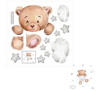 JOINPAYA Autocollants Muraux pour Prises Électriques Chambre, Stickers Décoratifs Ours Étoiles Nuages, 20x20 Cm, Motif Lumineux Solide, Déco Murale Garçon et Filles, Facile à Appliquer