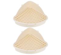 JOINPAYA Bac à Litière pour Petits Animaux 2pcs en Plastique Blanc Triangulaire Haute Capacité pour Hamster et Lapin, Contrôle des Odeurs, pour Espaces Restreints