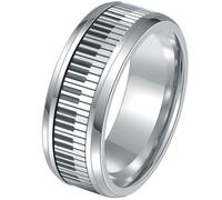 JOINPAYA Bague en Acier Inoxydable Taille 9 US Bague Créative de Touches de Piano Noir et Blanc Anneau Rotatif Anti-Stress pour Festival et Fête Musicale Bijou Décoratif Unisexe