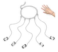 JOINPAYA Bague Manchette Punk à Chaîne Ouverte en Alliage Argenté Bague Ajustable pour Plusieurs Doigts Bijou Léger et Créatif pour Soirées et Fêtes