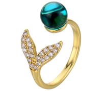 JOINPAYA Bague Ouverte Ajustable Forme Sirène Ornée de Cristaux Bague Décorative Légère pour Femme et Fille Bijou pour Occasions Spéciales Présent Anniversaire et Fête des Mères