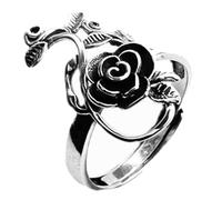 JOINPAYA Bague Rose Rétro Ouverte en Alliage Vintage pour Femmes, Bijoux Fantaisie Fleur Creuse Ajustable, Style Rétro Forêt, Bague Déclaration Élégante pour Usage Quotidien et Fête
