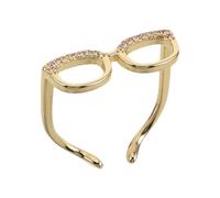 JOINPAYA Bague Vintage Imposante en Cuivre 14K Or Rose, Anneau Ouvert Réglable pour Femmes, Bague de Lunettes Créative Petit Format, Accessoire Mode pour Couple, Bijou Élégante