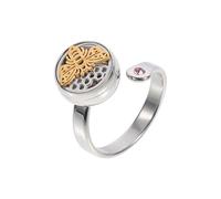 JOINPAYA Bagues Ouvertes en Acier Inoxydable Plaqué Or 14 Carats Anneau Aromathérapie Réglable 12 MM Motif Abeille Bague Diffuseur D’Huile Essentielle pour Décoration de Doigt Présent