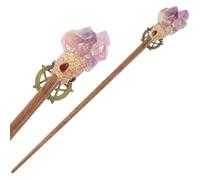 JOINPAYA Baguette Magique en Pierre Naturelle Éclats de Cristal Violet Accessoire Léger et Unique pour Cosplay Halloween et Décoration de Scène - Fantaisie Artisanal en Cristal Naturel