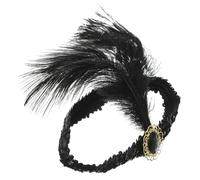 JOINPAYA Bandeau Années 1920 pour Femmes à Plumage D’autruche Noirs Strass, Accessoire Vintage Charleston Style Années Folles, Bandeau Fantaisie Élégant pour Soirée, Mariage et Bal