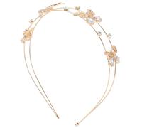 JOINPAYA Bandeau Cheveux Femme à Double Bande en Strass Doré, Serrage-tête Taille Unique Nœud Éclatant, Accessoire de Coiffure pour Mariage, Fête et Occasions Spéciales