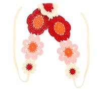 JOINPAYA Bandeau Crocheté Femme à Fleurs Artificielles Serrage-Tête Ethnique Rouge Vif Bandeau Tricoté Décoratif pour Coiffure Accessoire Cheveux Polyvalent pour Fêtes et Mariages