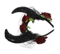 JOINPAYA Bandeau Halloween Cornes Diable Rouge Voile Fleuri Accessoire Cheveux Gothique pour Cosplay Serrage-Tête Léger et Confortable pour Fête Déguisement et Mardi Gras