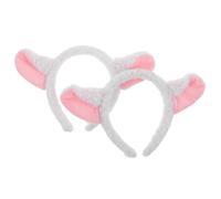 JOINPAYA Bandeau Oreilles Agneau en Crin d'Animal Lot de 2 Serrage-Têtes Souples Blancs pour Costume Animal et Jeux de Rôle Filles Tout-Petit