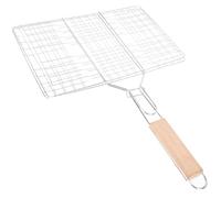 JOINPAYA Barbecue Grill Basket Large Metal Rack for Fish Steak Burgers with Practical Handle Even Heat Distribution and Easy Cleaning for Grilling Meat Seafood and Couleur Aléatoire