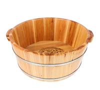 JOINPAYA Bassin de Bain de Pieds en Bois Naturel Poignée, Seau Réutilisable Multifonction pour Pédicure, Lavage et Massage des Pieds - pour Soins Personnels et Détente à Domicile