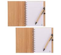 JOINPAYA Bloc-notes à Spirale Couverture en Peau de Bambou, Petit Format Portable, Lot de 2 Sets de Blocs-notes Bureau pour Étudiants et Usage Quotidien, Cahier Écologique et Solide