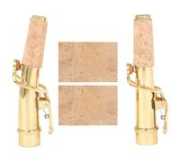 JOINPAYA Bocal de Saxophone Soprano en Laiton Bec Courbé et Bec Droit, Kit de Remplacement 2 Feuilles, Accessoires pour Musiciens et Instruments à Vent Bémol