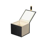 JOINPAYA Boîte à Thé en Tissu Bleu Fermoir en Cuir Coffret Présent Décoratif pour Service à Thé Boîte de Rangement 11X11X10 CM Étui Pratique pour Tasses et Mugs Conteneur de Stockage