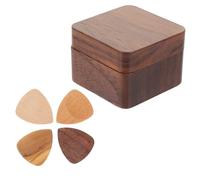 JOINPAYA Boîte de Rangement Bois avec Médiators Épais pour Guitare Électrique et Ukulélé Kit Pratique pour Débutants et Musiciens