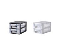 JOINPAYA Boîte de Rangement en Plastique Transparente à Tiroirs, Armoire de Bureau 2 Niveaux Moyenne Taille, Organisateur Cosmétique Multifonction, Casier Rangement Plastique pour Salle