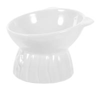 JOINPAYA Bol Chat Céramique Surélevé Anti-vomissements Bol Stable et Résistant à l’Usure Design Ergonomique pour Contrôle des Portions et Confort du Chat Facile à Nettoyer Blanc Élégant