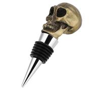 JOINPAYA Bouchon de Bouteille Tête de Squelette Or en Alliage de Zinc Bouchon Décoratif Chic et Rétro pour Vin, pour Halloween et Fêtes Entre Amis