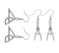 JOINPAYA Boucles D’Oreilles Architecte Créatives Pendantes 2 Paires en Alliage Léger Design Compas et Règle Triangulaire Bijoux Uniques pour Femme Présent Original Usage Quotidien