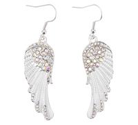 JOINPAYA Boucles D’Oreilles Pendantes Ailes D’Ange en Cristaux Blancs 1 Paire Hypoallergéniques Légères et Résistantes à la Décoloration Bijoux pour Femmes pour Soirées et Occasions