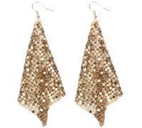 JOINPAYA Boucles D’Oreilles Pendantes pour Femmes en Métal Doré Design Géométrique Carré Pompons et Paillettes Boucles D’Oreilles Disco Accessoires Mode pour Soirées et Fêtes