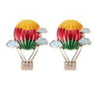 JOINPAYA Boucles D’Oreilles Puces Montgolfière en Alliage de Zinc avec Pierres Colorées Petites Boucles D’Oreilles Fantaisie pour Femmes Bijoux Légers et Décoratifs pour Présents et