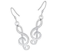 JOINPAYA Boucles D’Oreilles Puces Notes de Musique en Métal Blanc Légères Femmes et Filles Bijoux Élégants et Résistants à L’Usure Style Quotidien