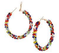 JOINPAYA Boucles D'oreilles Créoles Perlées Bohèmes en Résine Colorée, Légères et Solide, Femmes, Fêtes et Usage Quotidien, Grand Format