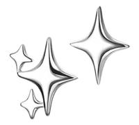 JOINPAYA Boucles d'Oreilles Étoiles Asymétriques de Quatre Branches Puces pour Femmes Couleur Blanc Platine Légères et Élégantes pour Usage Quotidien et Occasions Spéciales