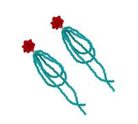 JOINPAYA Boucles d'Oreilles Pendantes à Pompons et Fleurs Longues Perles Artisanales 1 Paire Style Vintage Féminin Accessoires d'Oreilles Élégants pour Occasions Quotidiennes et