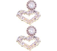 JOINPAYA Boucles d'Oreilles Pendantes en Alliage de Cœur Incrustées de Cristaux Violets 1 Paire pour Mariée Accessoires de Soirée Élégants et Ornements de Mariage