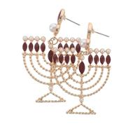 JOINPAYA Boucles d'Oreilles Pendantes en Alliage de Zinc Ornées de Cristaux Rouge Paire de Boucles d'Oreilles Festives de Chandelier pour Hanoukka Bijoux pour Fêtes Juives Légères et
