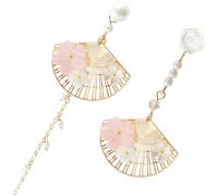 JOINPAYA Boucles d'Oreilles Pendantes Éventail Fleur pour Femmes Bijoux en Perles Délicates Décorations d'Oreilles Légères pour Usage Quotidien et Occasions Spéciales 1 Paire