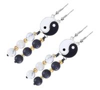 JOINPAYA Boucles d'Oreilles Pendantes Tai-Chi Yin Yang en Alliage Finition Goutte d'Huile 2 Paires Noir et Blanc Ornements d'Oreilles pour Femmes Style Bagua Accessoires Légers et