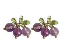 JOINPAYA Boucles d'Oreilles Puces Raisin en Perles de Cristal Violettes Bijoux Minimalistes pour Femmes Légères et Confortables pour Anniversaire et Fête 1 Paire Artisanale