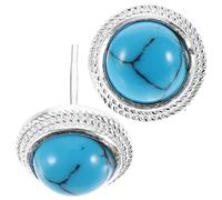JOINPAYA Boucles D'oreilles Turquoise Bleue en Argenté, Clous D'oreilles 8 Mm, Bijoux D'oreilles Féminins, Légers et Confortables, pour Femmes et Adolescentes, Usage Quotidien et Occasions