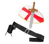 JOINPAYA Bouclier Médiéval Croisé Courte et Ceinture d' Ensemble d'Accessoires de Costume Viking et Pirate pour Cosplay Halloween Accessoires de Chevalier pour Jeux de Rôle et Fêtes