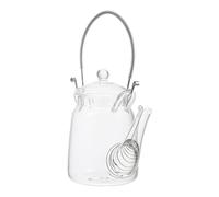 JOINPAYA Bouilloire en Verre 350ml Poignée Inox Ergonomique, Pichet Transparent pour Thé Chaud et Eau Froide, Récipient D'été Résistant la Chaleur, Carafe à Boissons Polyvalente