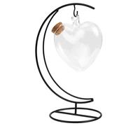 JOINPAYA Bouteille Décorative en Verre Transparent de Cœur et Étoile Origami, 12 Cm Support Lune en Fer, Bois Naturel Bouchon, Pot Suspendu pour Décoration Intérieure et Souhaits