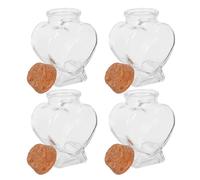 JOINPAYA Bouteilles de Dérive en Verre Cœur Transparent 4 Pièces Bouchon en Liège pour Projets Créatifs et Rangement d'Objets pour Usage Domestique
