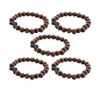 JOINPAYA Bracelet Croix en Bois Fait Main Perles Naturelles Marron Extensible 5 Pièces Bijoux Religieux Catholiques de Prière Unisexe Accessoire Spirituel pour Présent Noël