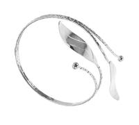JOINPAYA Bracelet de Bras en Métal Argenté, Manchette Ouverte Ajustable, Style Minimaliste et Punk, pour Festivals et Tenues Modernes