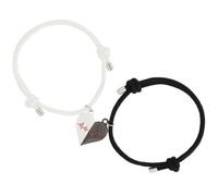 JOINPAYA Bracelet de Couple Ajustable en Corde Noire et Blanche Breloque Magnétique Argentée, Bijou Saint-valentin pour Femmes et Hommes, Symbole D’amour ’amitié Éternelle, Présent