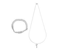 JOINPAYA Bracelet Jonc en Acier Titane Cadenas Concentrique Chaîne à Main Créative Argentée Unisexe Bijou Décoratif Élégant pour Homme et Femme Présent pour Usage Quotidien et Occasions