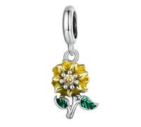 JOINPAYA Bracelet Pendentif Tournesol en Argenté S925 Zirconium Breloque Fleur Hypoallergénique Accessoire pour Création de Bijoux Loisirs Créatifs et Présent Unique
