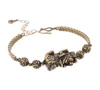 JOINPAYA Bracelet Pi Yao en Laiton Vieilli Vintage - Bracelet Feng Shui pour Couples Hommes et Femmes - Bijou Artisanal Traditionnel Chinois avec Breloque Mythique, Présent Nouvel An